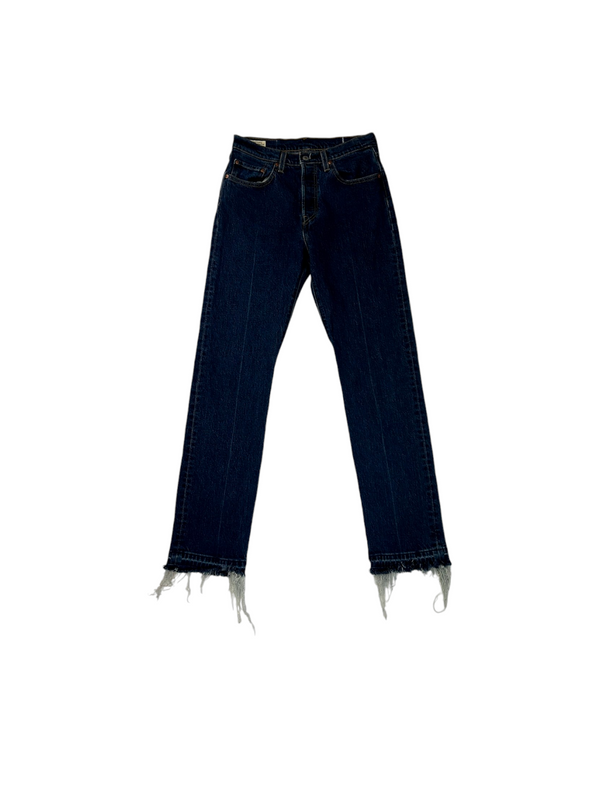 1-800 Rework Levi's Straight Leg Frayed Hem Jeans W 27 L 30