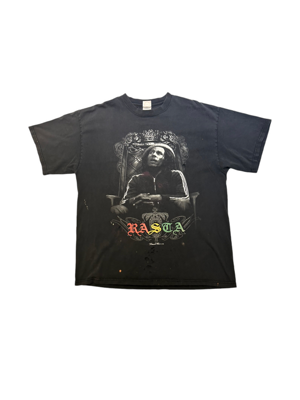 Vintage Bob Marley Rasta Black Tee Size XL