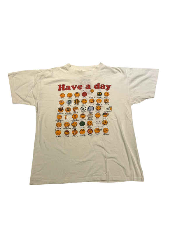 Vintage Have a Day Emoji Graphic Tee Size M