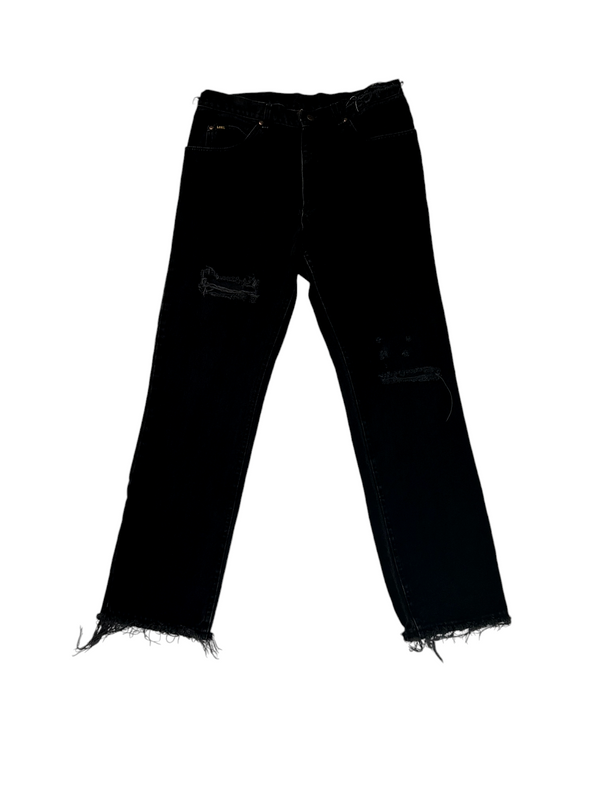 1-800 Rework Vintage Ripped Black Denim Jeans W 36 L 30