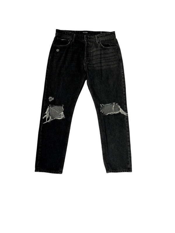 1-800 Rework Vintage Black Ripped Denim Jeans W 32 L 30