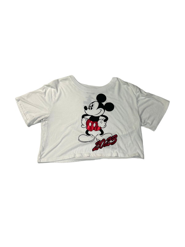 Classic Mickey Mouse Graphic Cropped Tee Size L