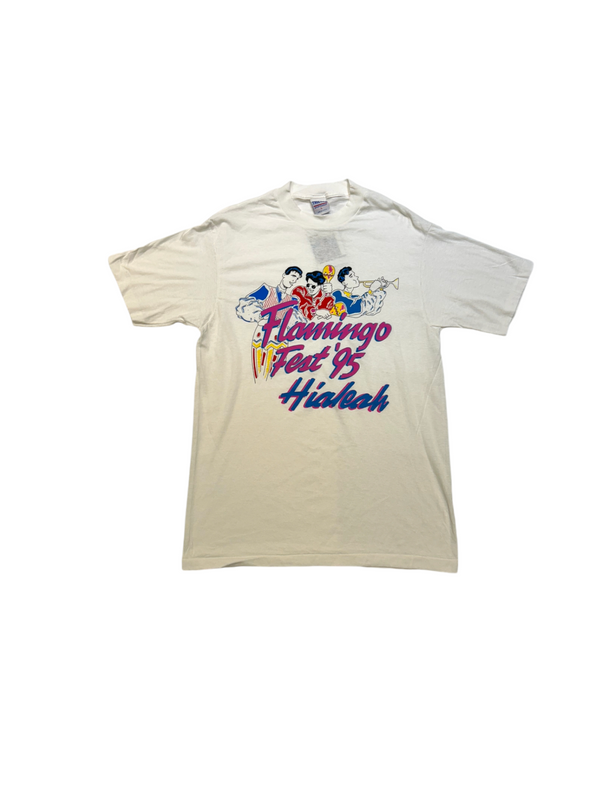 Vintage Hialeah Flamingo Fest Graphic White Tee Size L