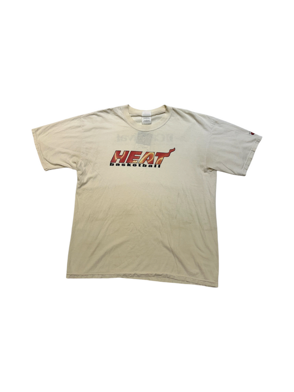 Vintage Miami Heat Basketball White Tee Size L