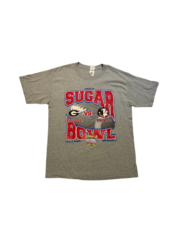 Vintage Sugar Bowl Bulldogs vs Seminoles Grey Tee Size L