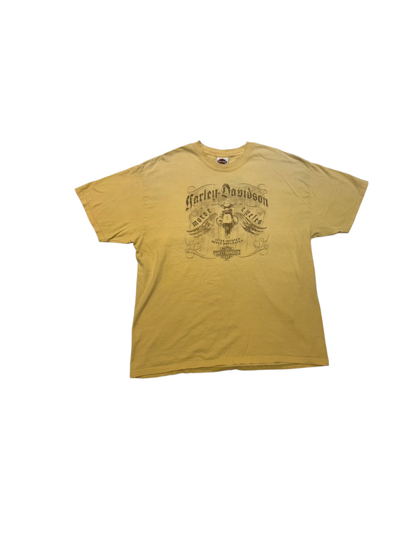 Vintage Harley Davidson Men's Beige Tee Size L