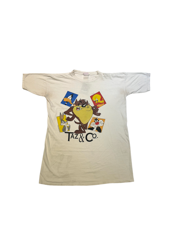 Vintage Looney Tunes Taz and Co. White Tee Size XL