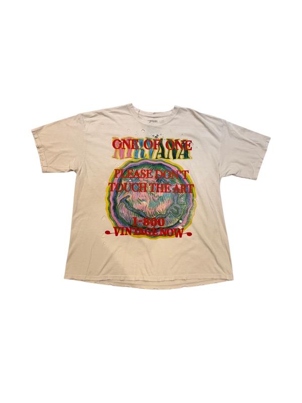 1-800 Vintage Now Nirvana Men's White Distressed Tee Size M