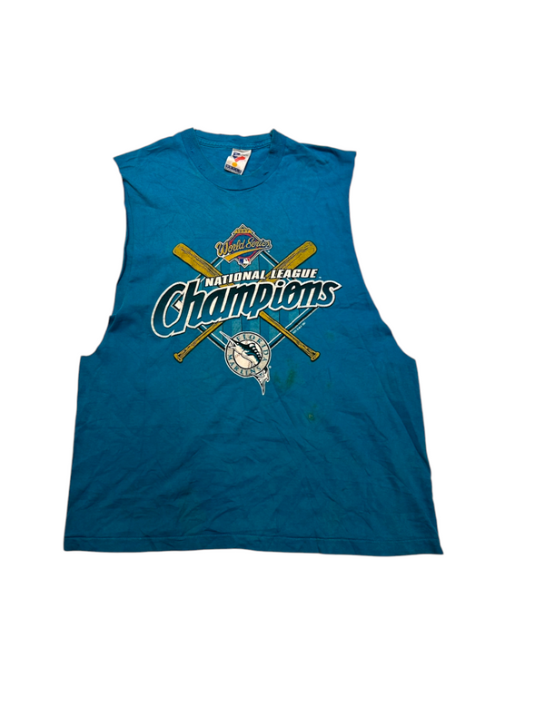 Vintage Florida Marlins National League Champions Men's Blue Tank Top Size XL