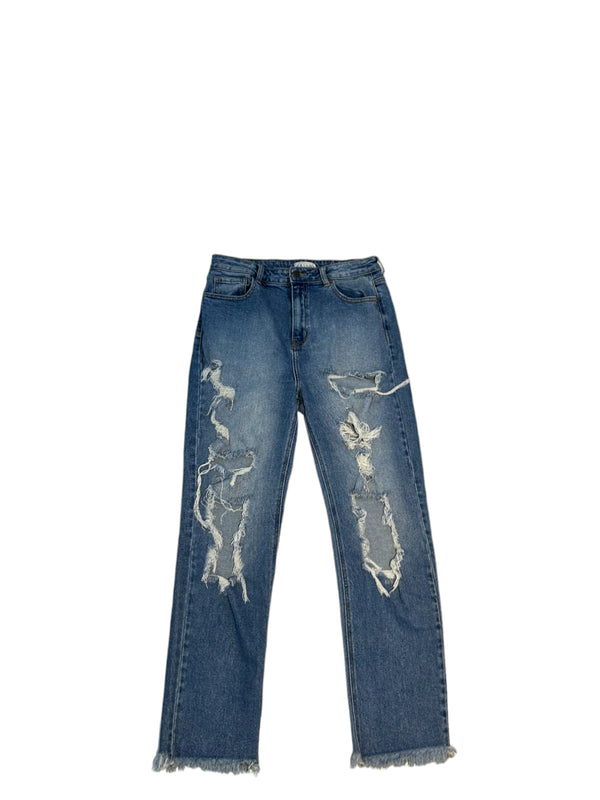 1-800 Rework Blue Distressed Jeans Size 11