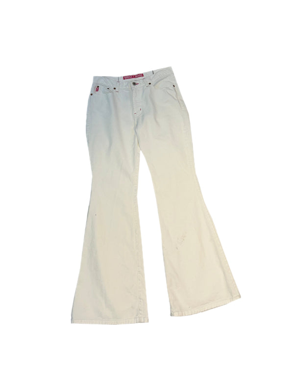 1-800 Rework Guess White Flare Jeans Size 29